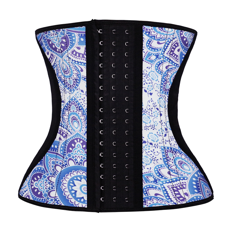 Color Mixed Blue Floral Print Latex Waist Trainer MHW100017b