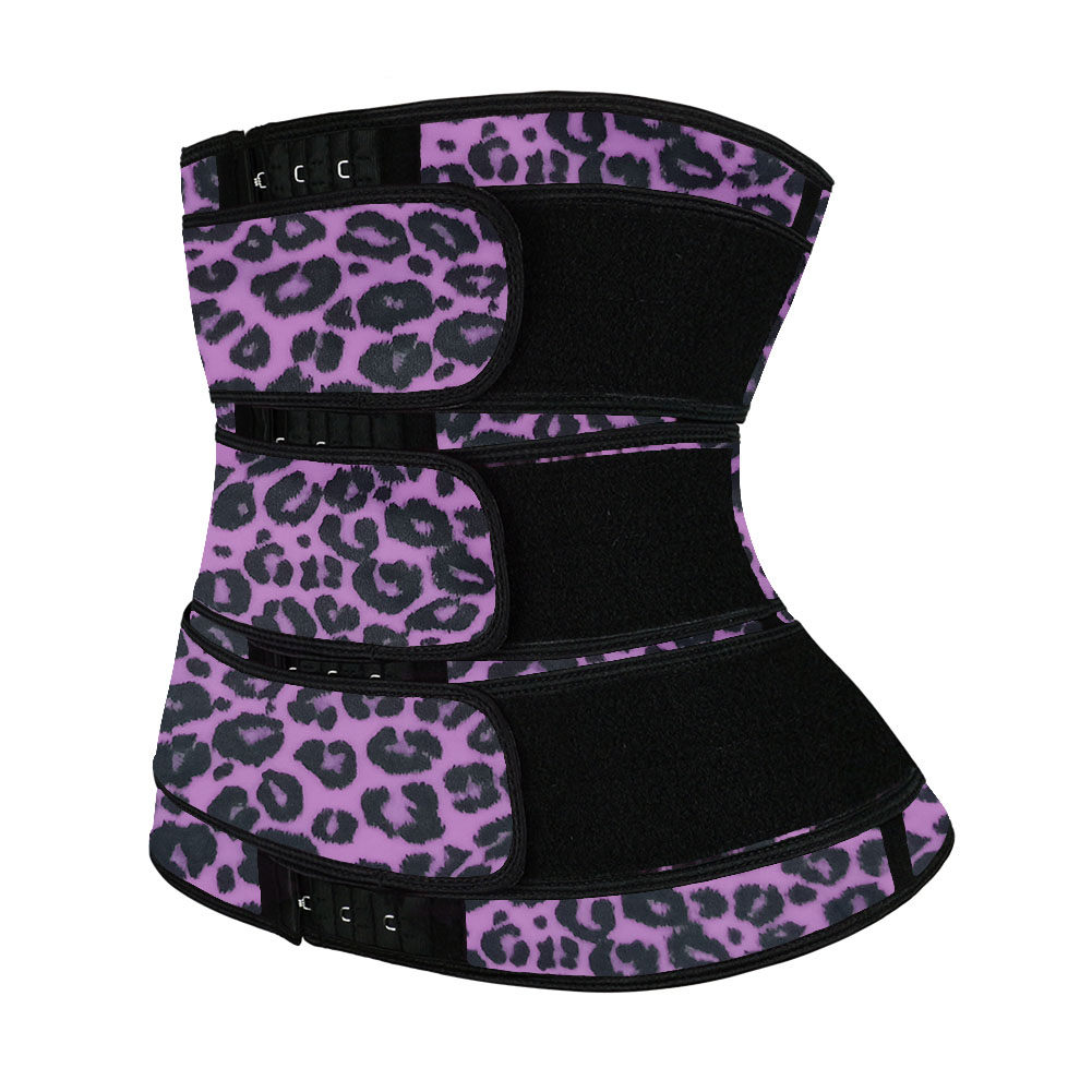 Purple Leopard Three Belts Hooks Waist Trainers MHW100004PUL