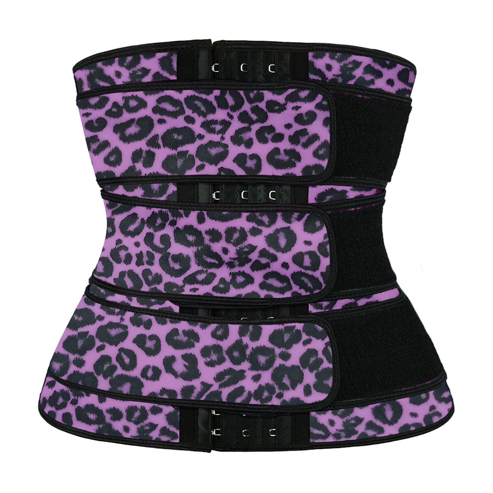 Purple Leopard Three Belts Hooks Waist Trainers MHW100004PUL