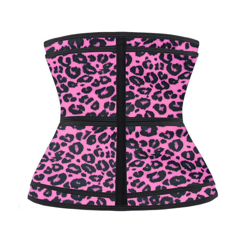 Pink Leopard Double Straps Latex Waist Trainer 3XS-6XL MH1786