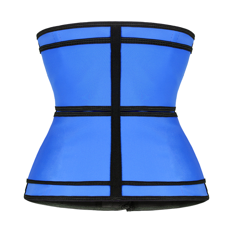 Blue Double Belt Three Layers Zipper Latex Waist MH1949BL