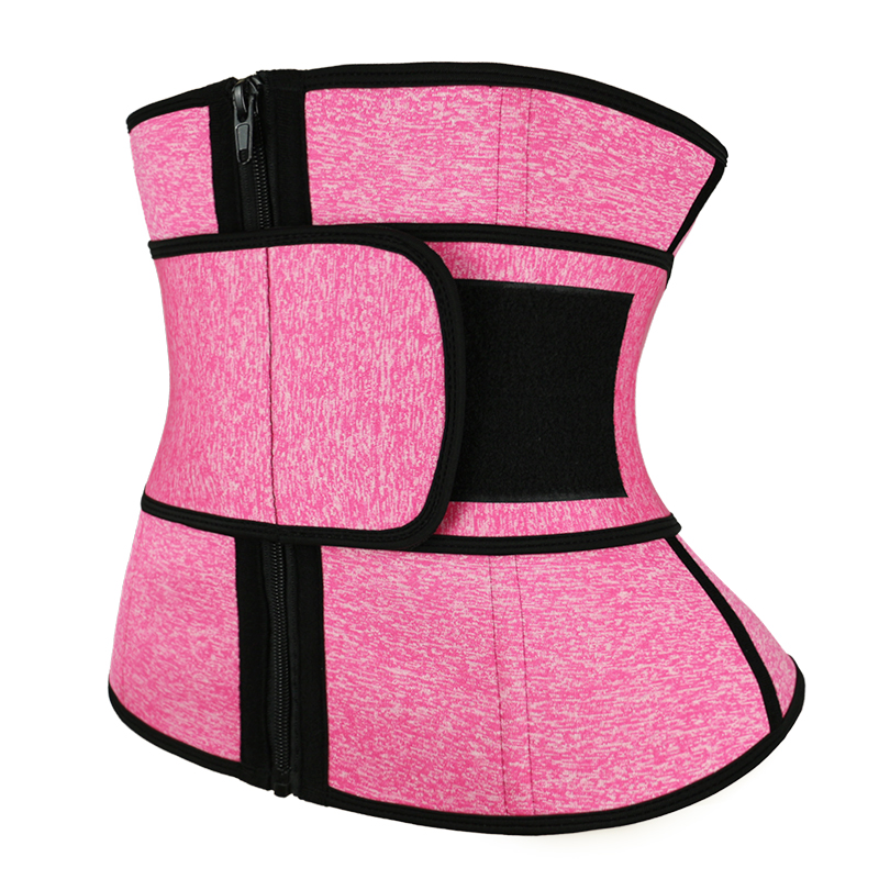 Snow Pink Neoprene Zipper Waist Trainer with Single Belt MH1948SP