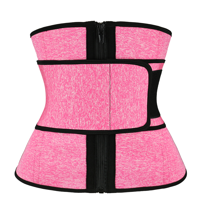 Snow Pink Neoprene Zipper Waist Trainer with Single Belt MH1948SP