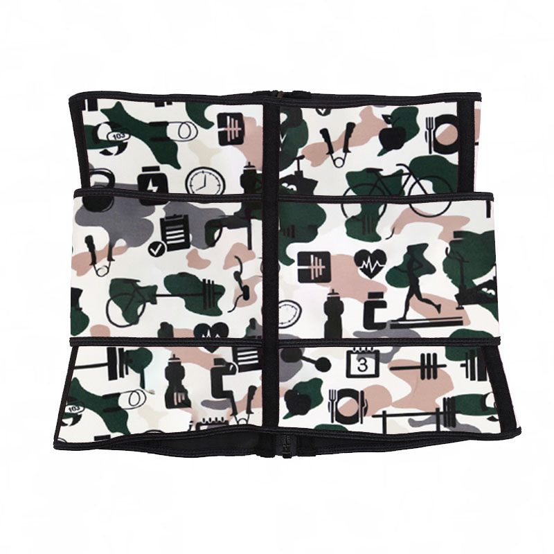 Sports Camouflage Neoprene Zipper Waist Trainer with Single Belt MH1948C