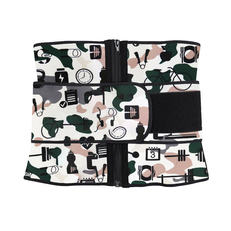 Sports Camouflage Neoprene Zipper Waist Trainer with Single Belt MH1948C