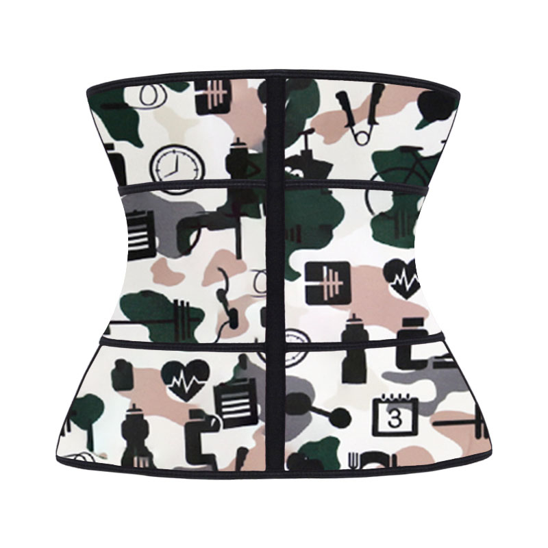 Sports Camouflage Neoprene Zipper Waist Trainer with Single Belt MH1948C
