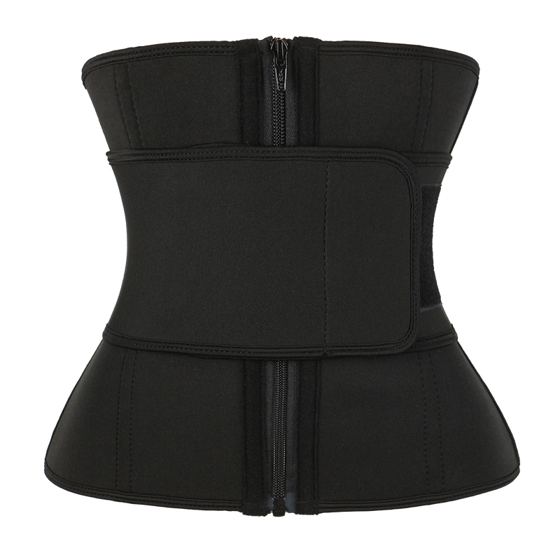Black Neoprene Zipper Waist Trainer with Single Belt MH1948B