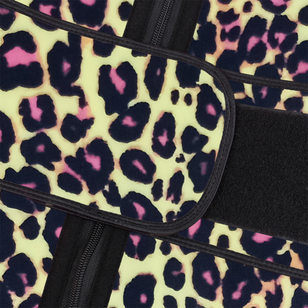 Leopard Yellow Latex Zipper Waist Trainer with Single Belt MH1700YL