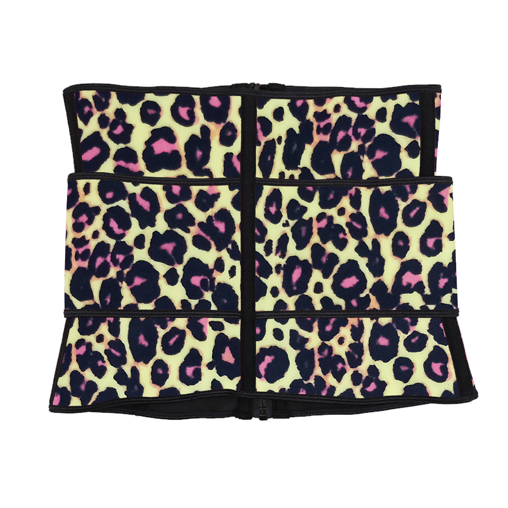 Leopard Yellow Latex Zipper Waist Trainer with Single Belt MH1700YL