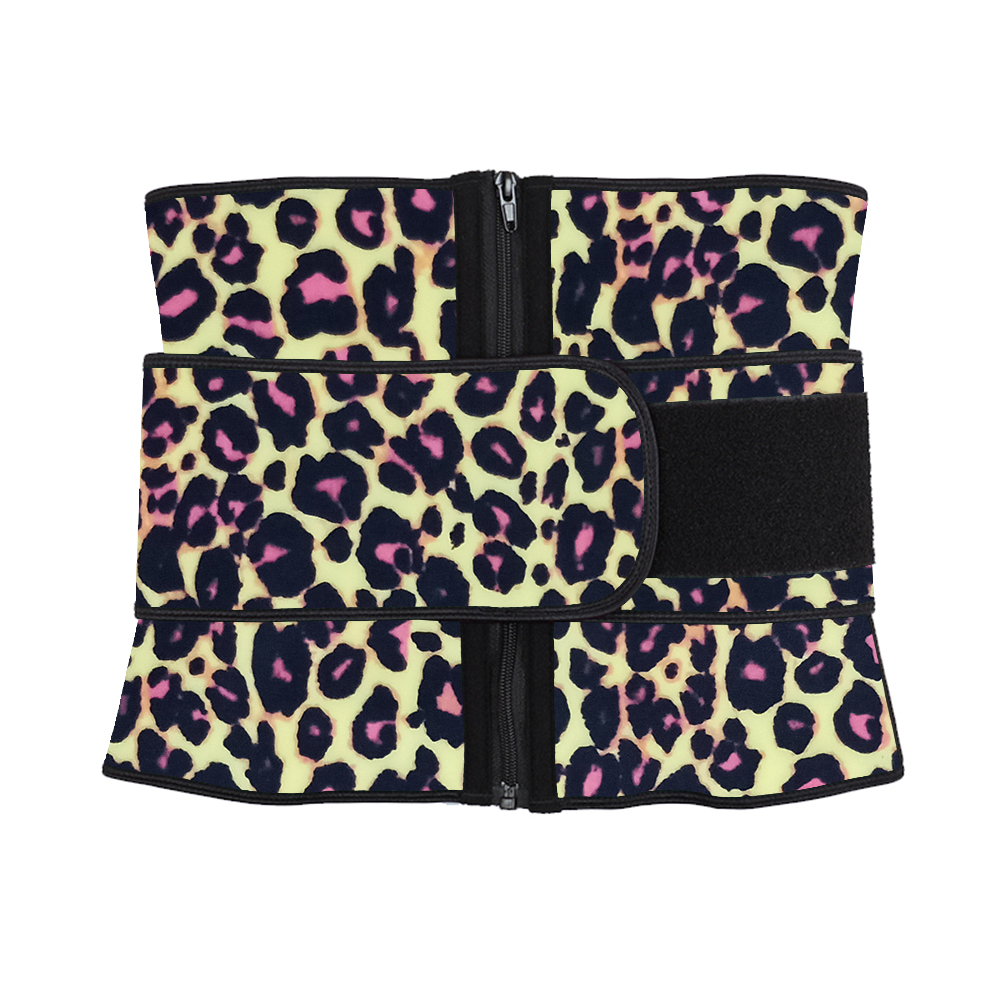 Leopard Yellow Latex Zipper Waist Trainer with Single Belt MH1700YL