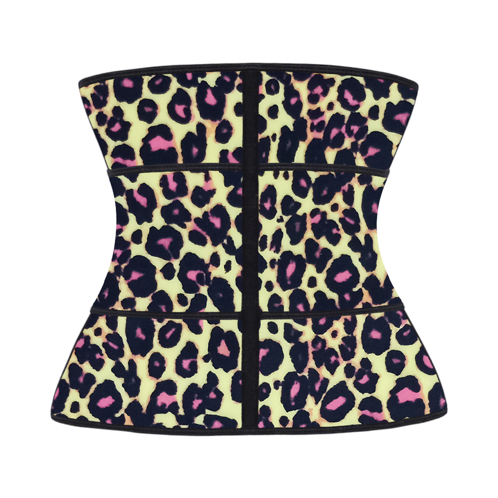 Leopard Yellow Latex Zipper Waist Trainer with Single Belt MH1700YL