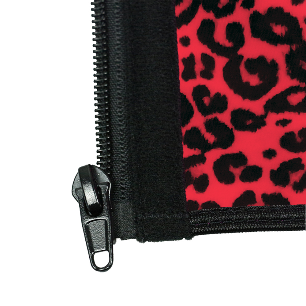 Leopard Red Latex Zipper Waist Trainer with Triple Belts MH100001RL