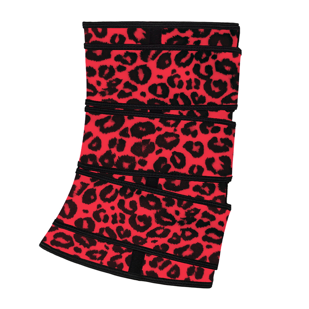 Leopard Red Latex Zipper Waist Trainer with Triple Belts MH100001RL