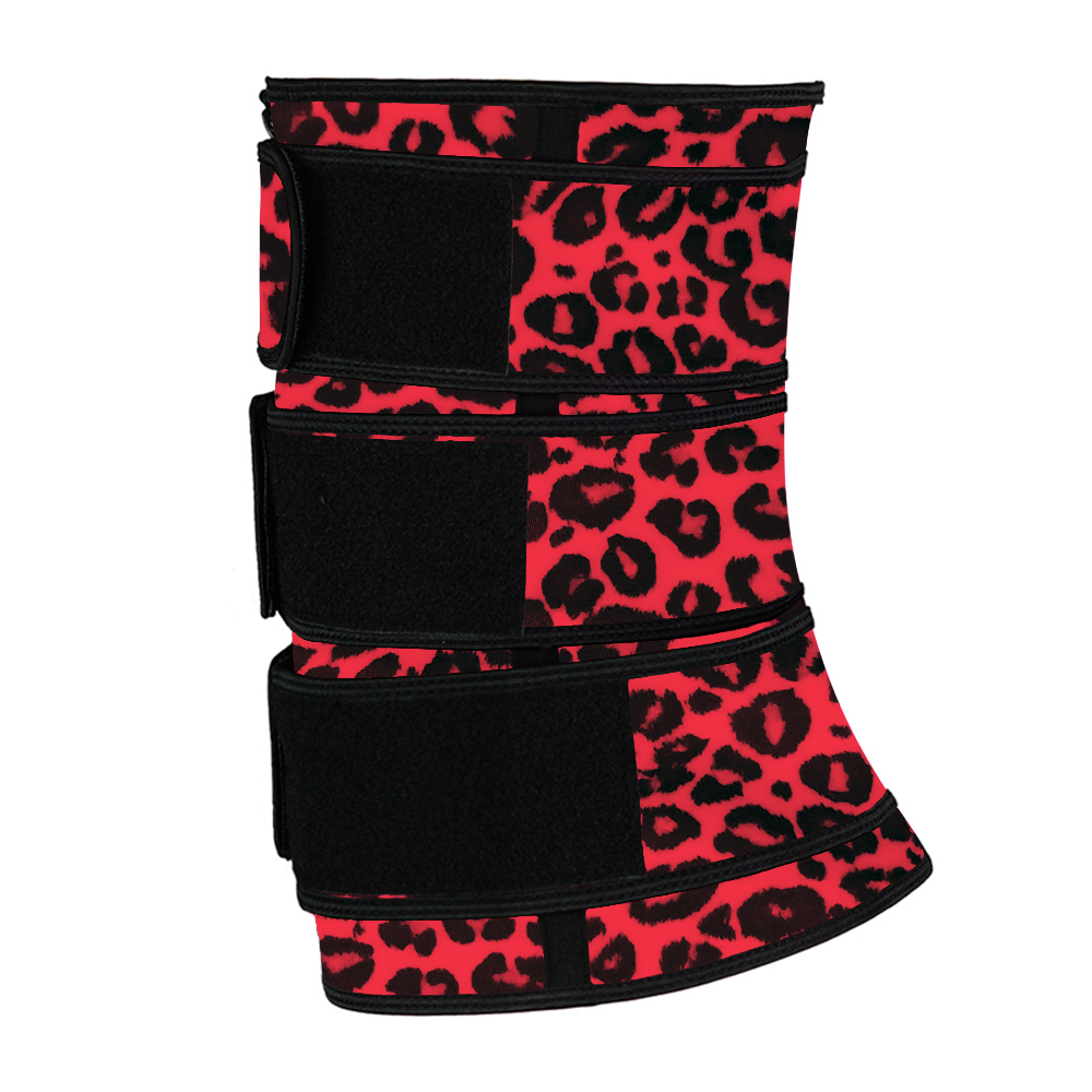 Leopard Red Latex Zipper Waist Trainer with Triple Belts MH100001RL