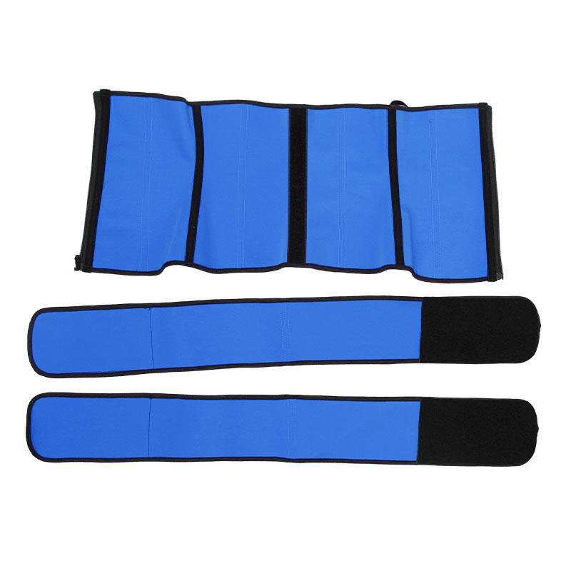 Blue Detachable Double Belt Latex Waist Trainer With Zipper