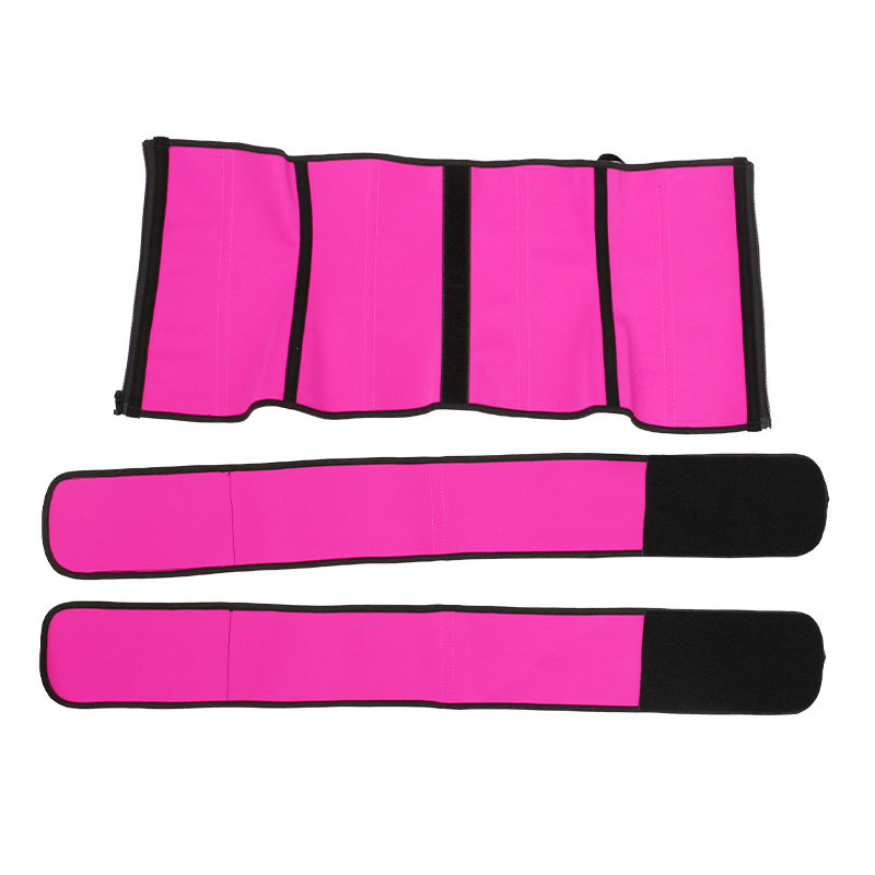 Pink Detachable Double Belt Latex Waist Trainer With Zipper