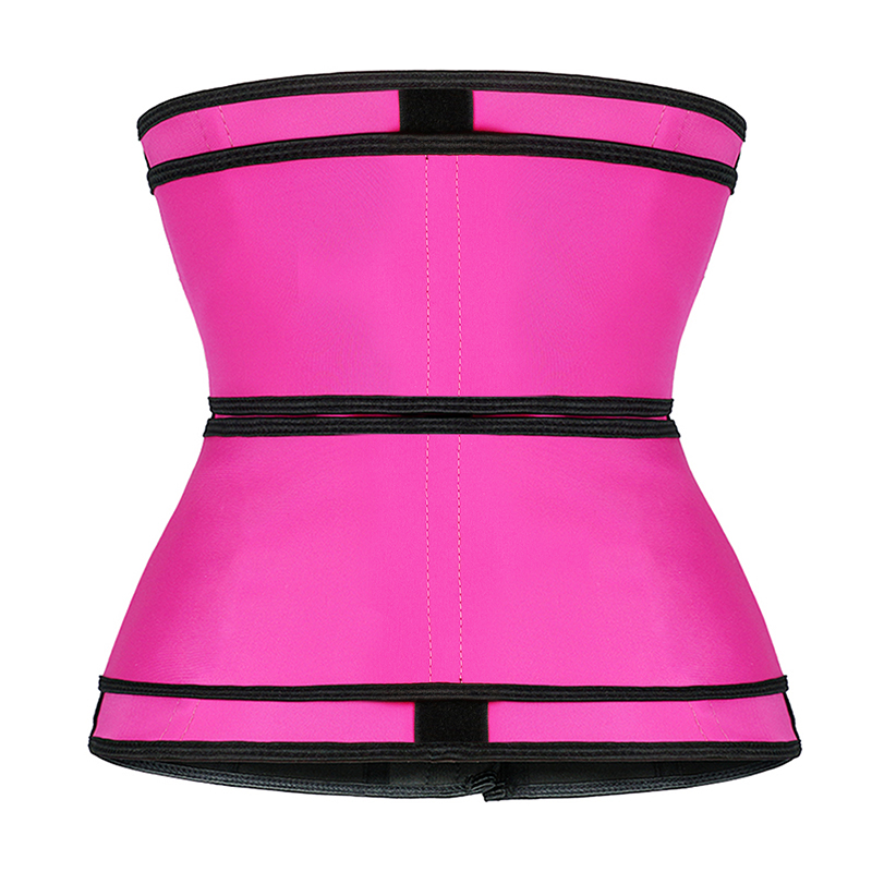 Pink Detachable Double Belt Latex Waist Trainer With Zipper