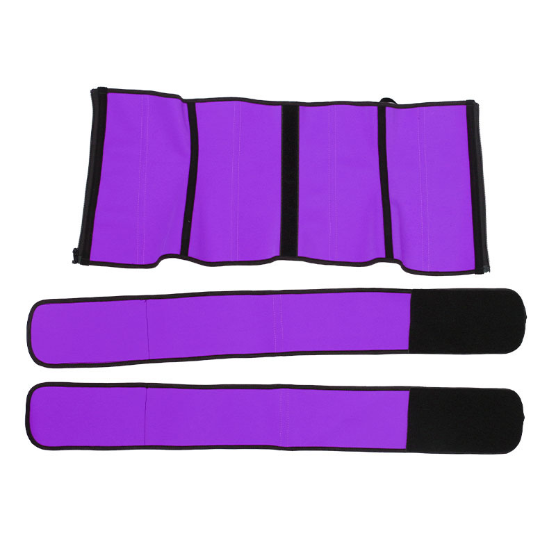 Purple Detachable Double Belt Latex Waist Trainer With Zipper