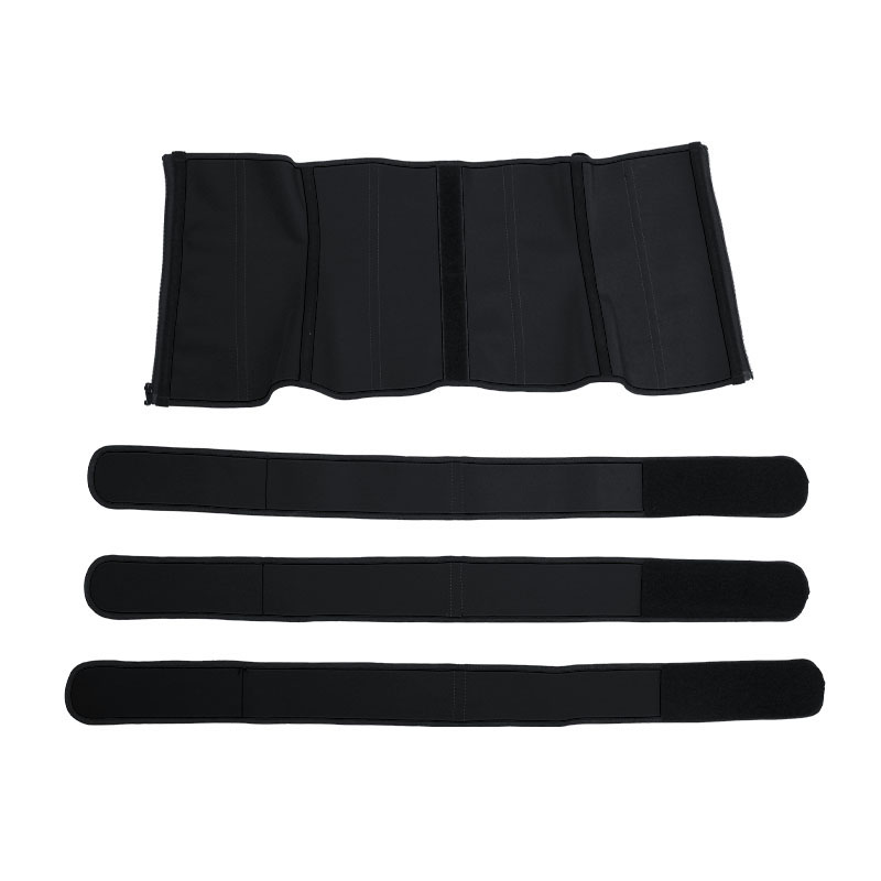 Black Three Detachable Belt Zipper Latex Waist Trainer MHW100090B