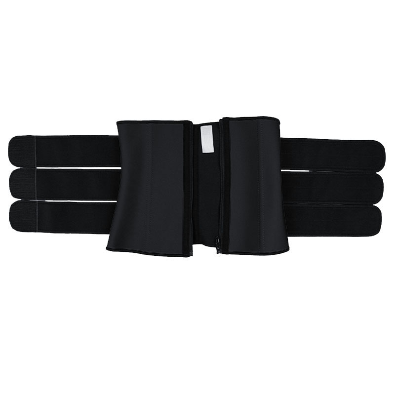 Black Three Detachable Belt Zipper Latex Waist Trainer MHW100090B