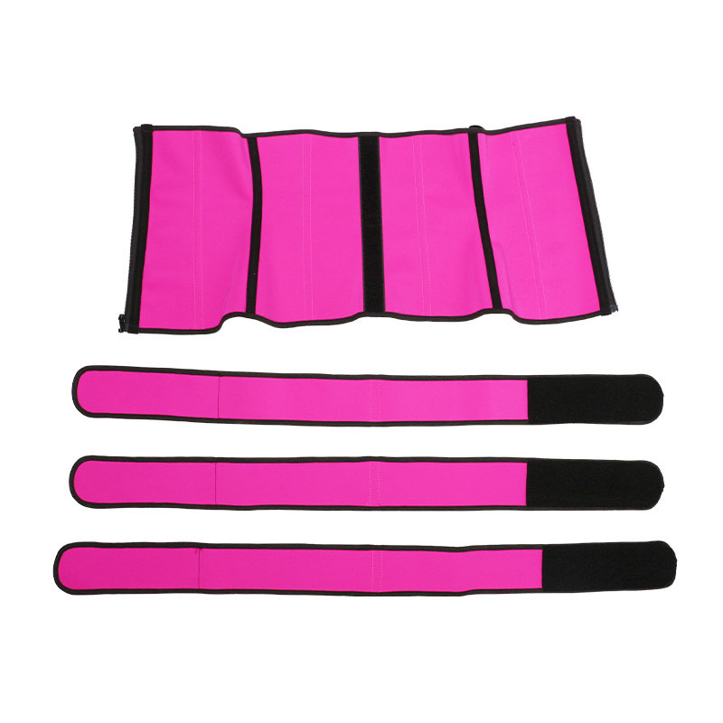 Pink Three Detachable Belt Zipper Latex Waist Trainer MHW100090P