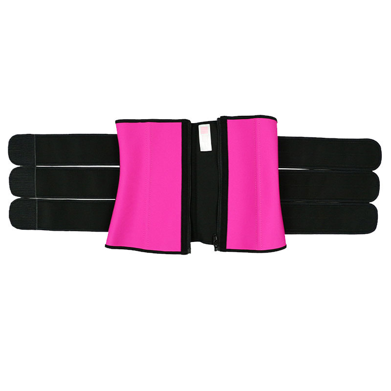 Pink Three Detachable Belt Zipper Latex Waist Trainer MHW100090P