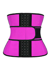 Pink V-shaped Single Belt Hook Curved Waist Trainer MHW100053P