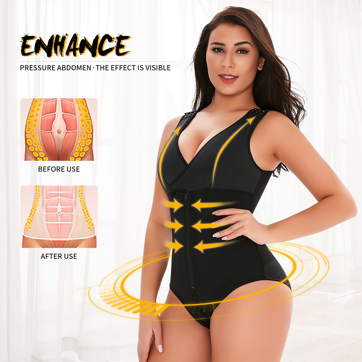 Black Adjustable High-Waisted Tummy Lift Jumpsuit MHW100025B