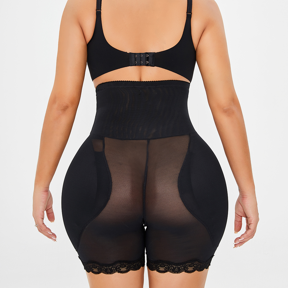 Black High-Waisted Pants with Sponge Butt Padding MHW100027B