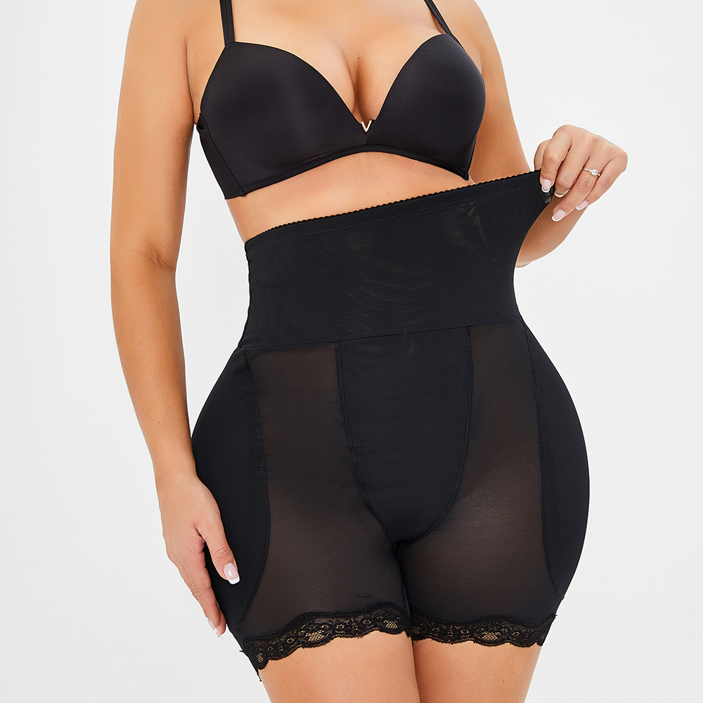 Black High-Waisted Pants with Sponge Butt Padding MHW100027B