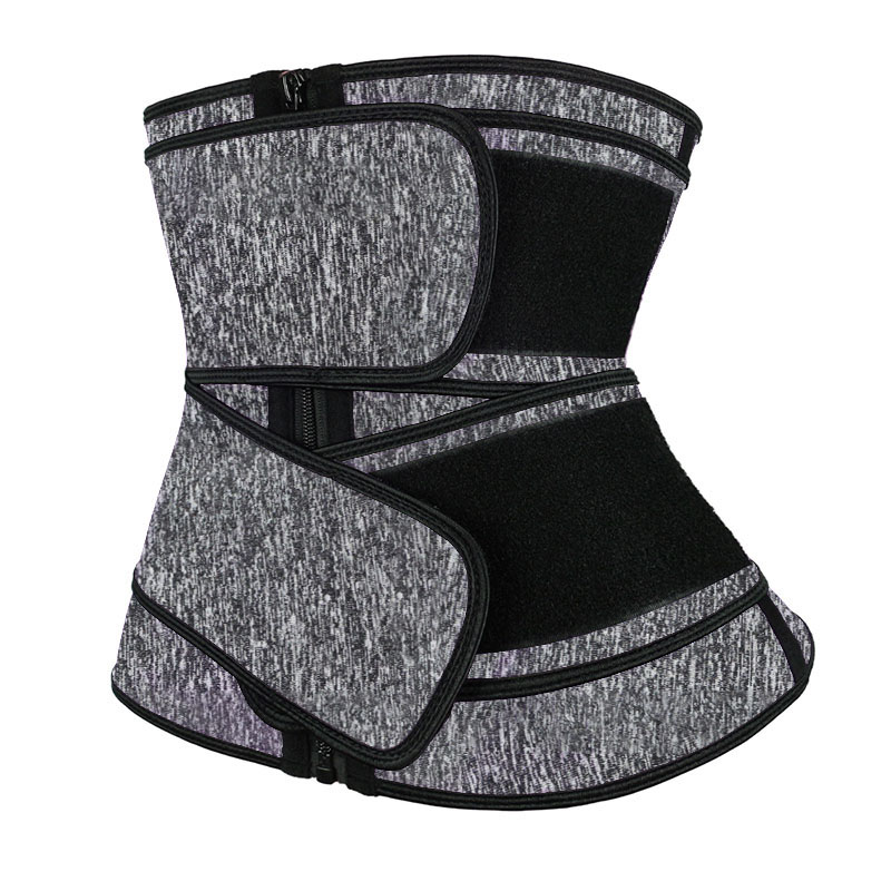 Snow Grey Neoprene Zipper Waist Trainer with Double Belts MH1754SA