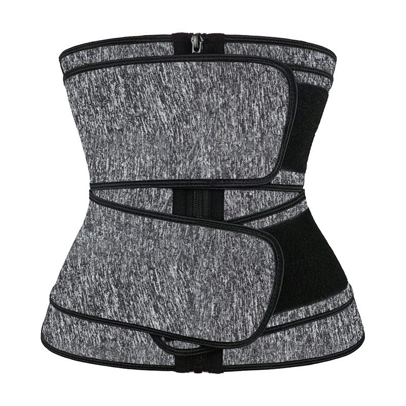 Snow Grey Neoprene Zipper Waist Trainer with Double Belts MH1754SA