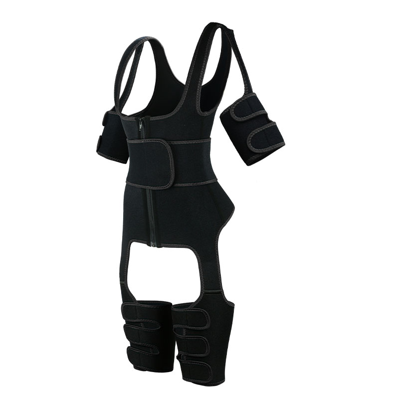 Black Single Belt Thigh Shaper Vest With Arms Shaper