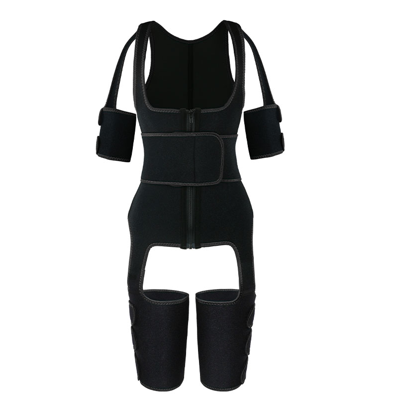 Black Single Belt Thigh Shaper Vest With Arms Shaper