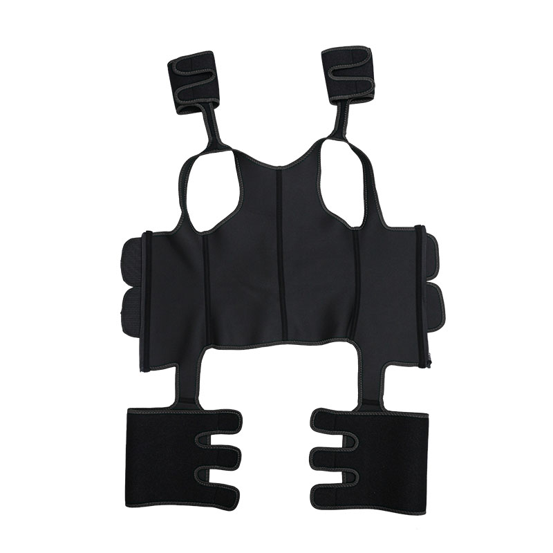 Black Double StrapsThigh Shaper Vest With Arms Shaper MHW100051B