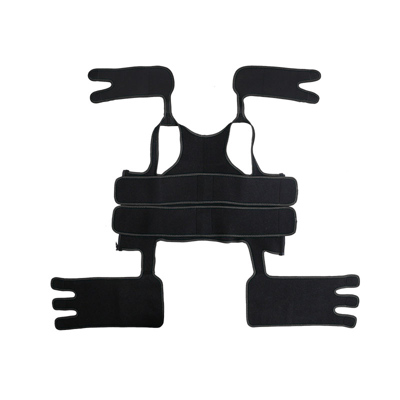 Black Double StrapsThigh Shaper Vest With Arms Shaper MHW100051B