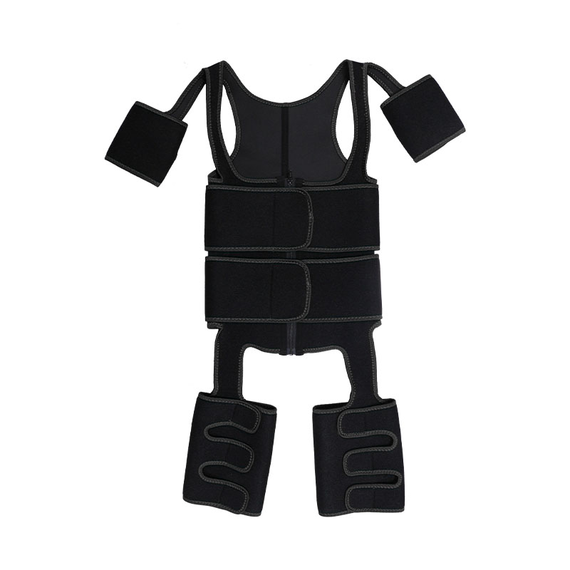 Black Double StrapsThigh Shaper Vest With Arms Shaper MHW100051B