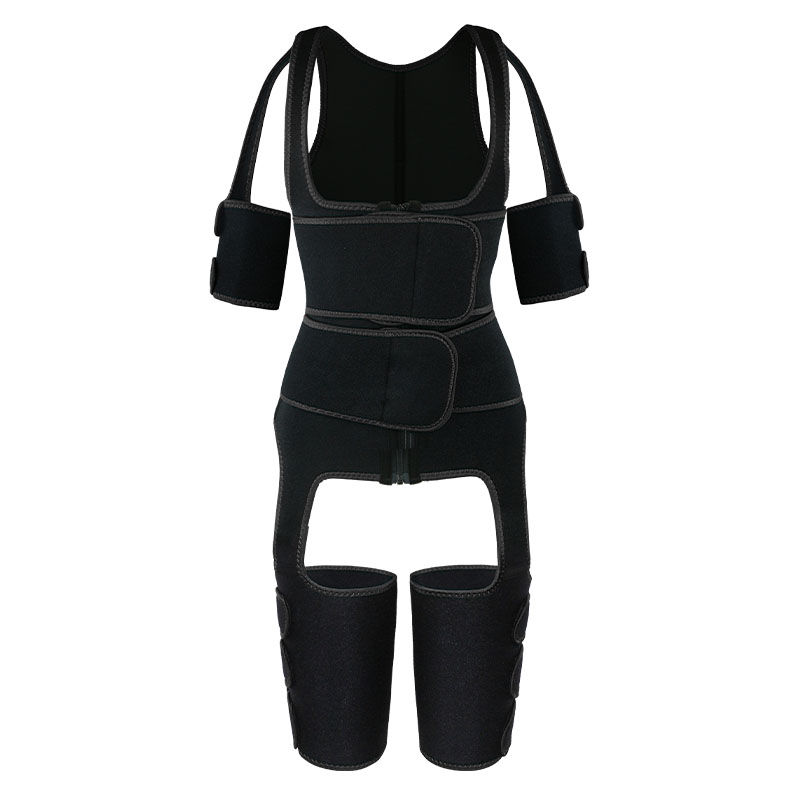 Black Double StrapsThigh Shaper Vest With Arms Shaper MHW100051B