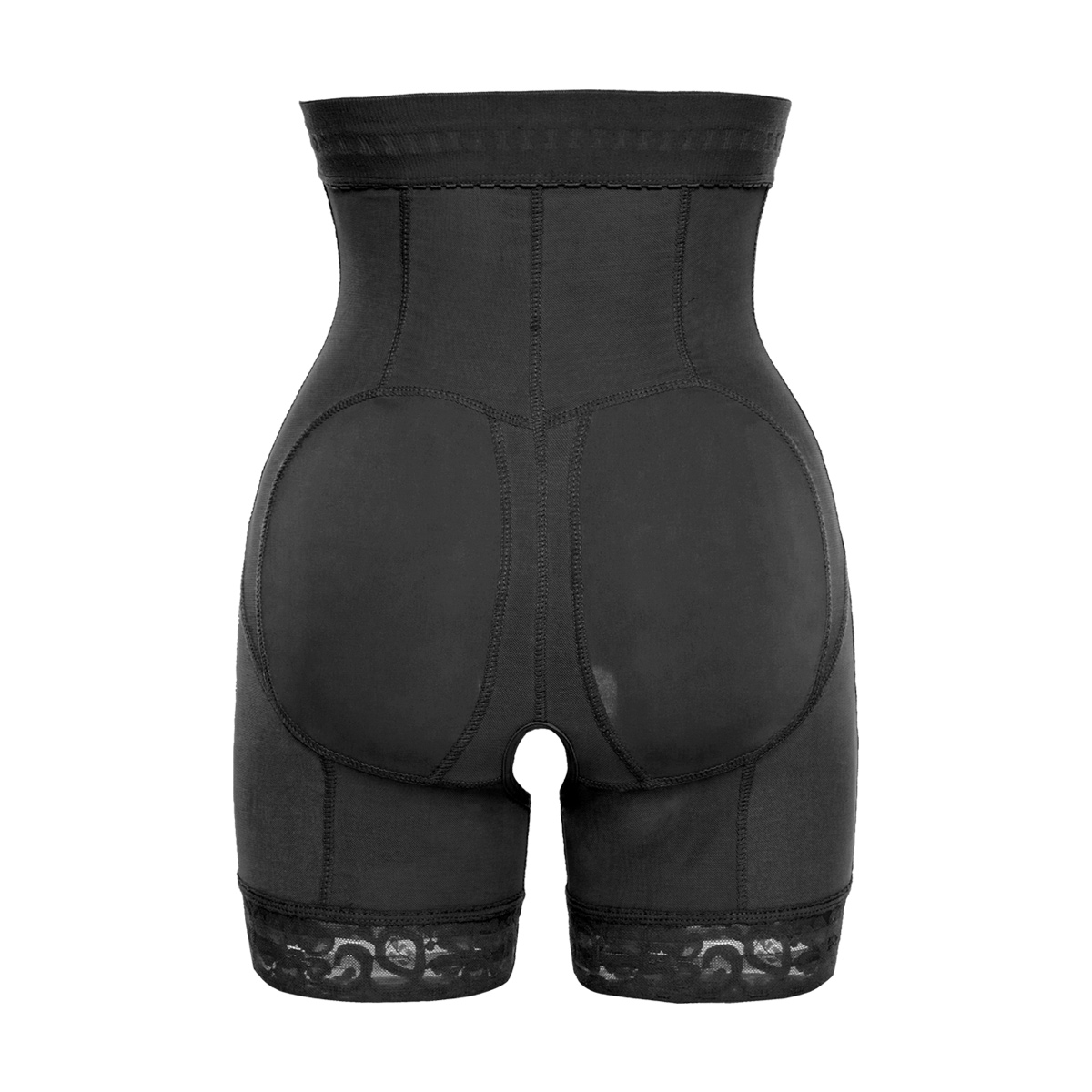 Black High-waist Three-row Abdomen Hip Pants MHW100038S