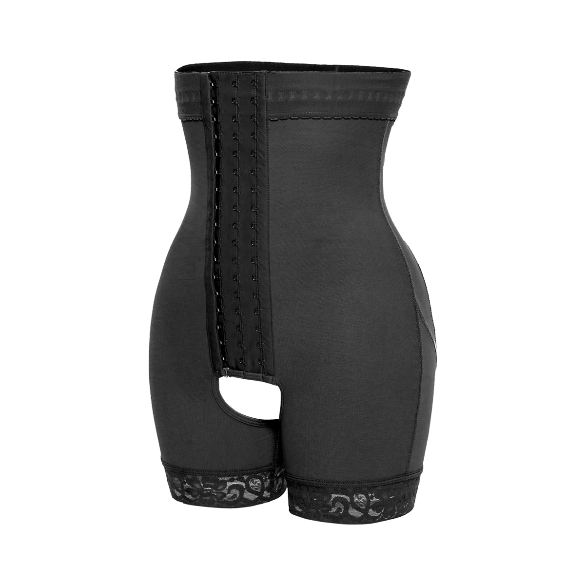 Black High-waist Three-row Abdomen Hip Pants MHW100038S