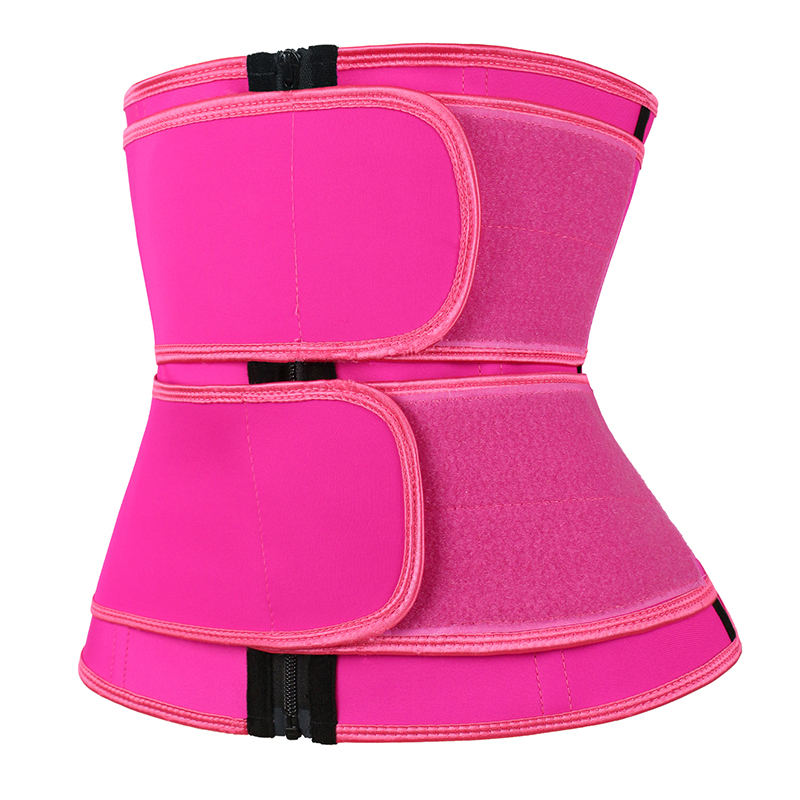 Double belt Pink Waist Trainer with YKK zipper MHW100096
