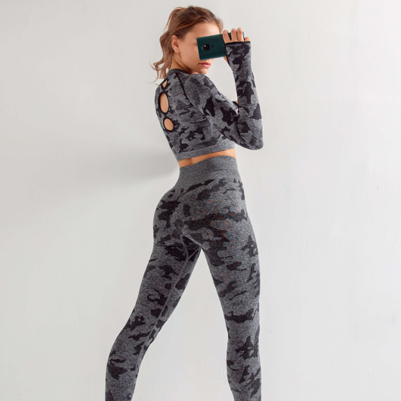 Long Sleeve Camouflage Yoga Workout Fitness Sets MH133559