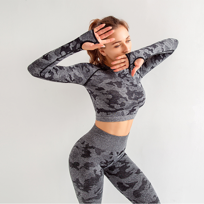 Long Sleeve Camouflage Yoga Workout Fitness Sets MH133559