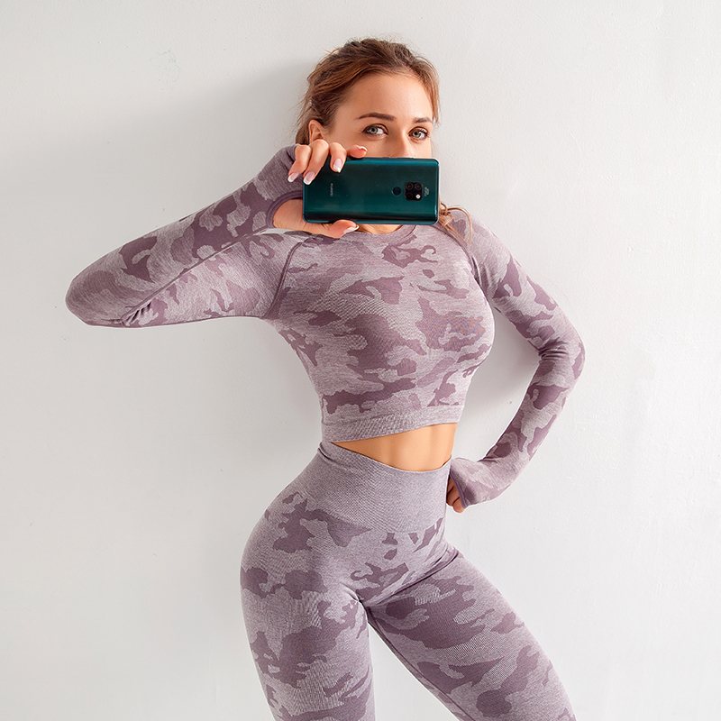 Long Sleeve Camouflage Yoga Workout Fitness Sets MH133559