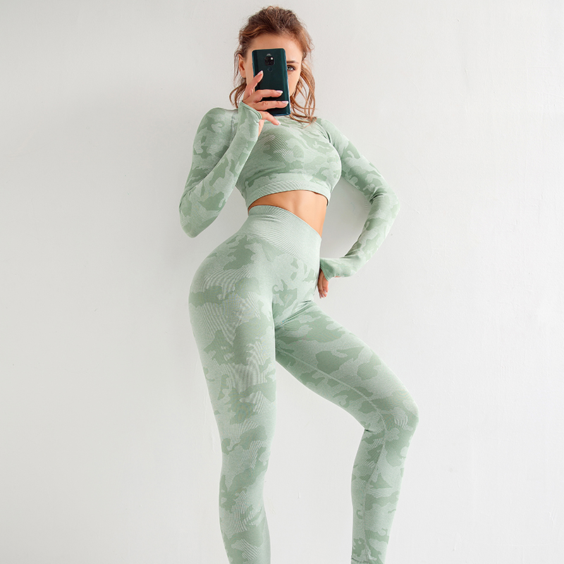 Long Sleeve Camouflage Yoga Workout Fitness Sets MH133559