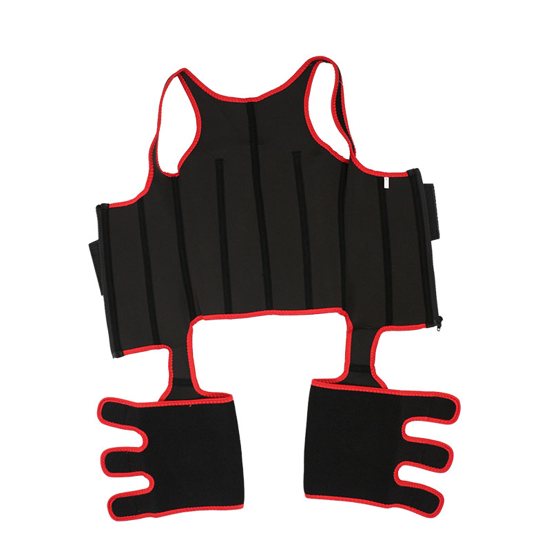 Red Neoprene Leather One Belt Vest MHW100075R