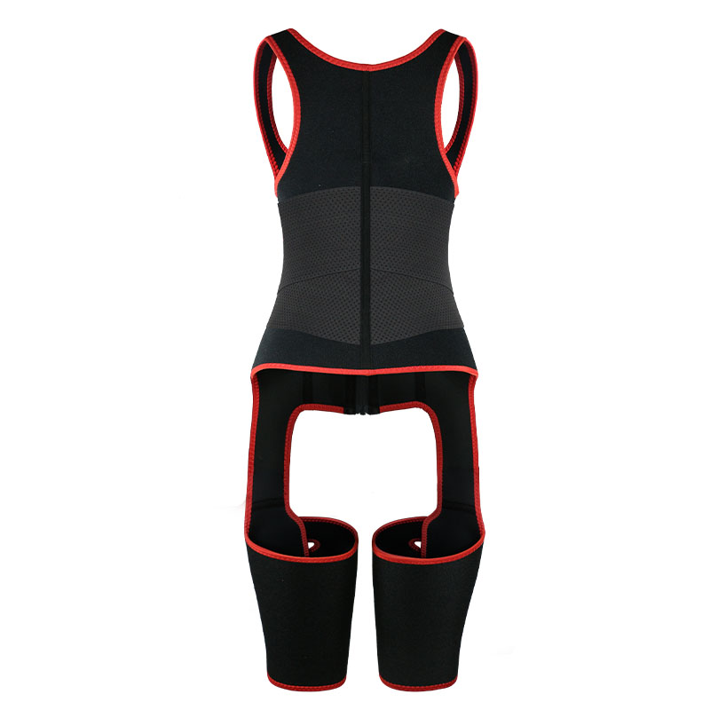 Red Neoprene Leather One Belt Vest MHW100075R
