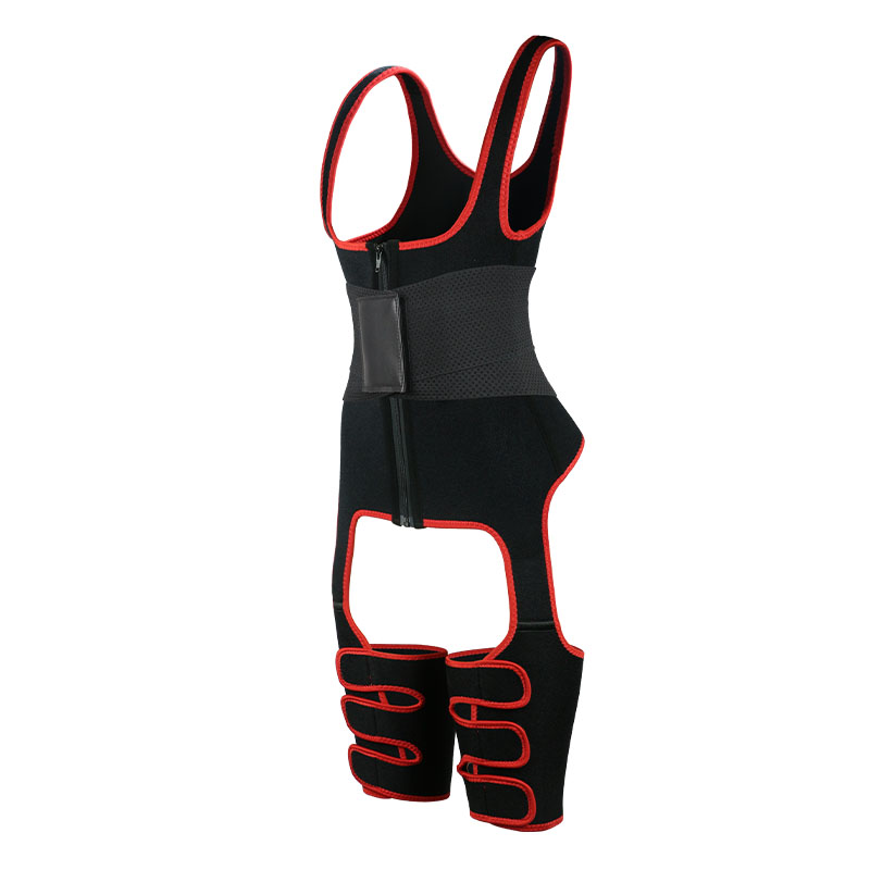 Red Neoprene Leather One Belt Vest MHW100075R