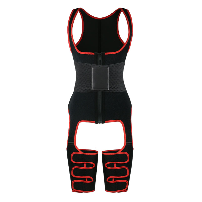 Red Neoprene Leather One Belt Vest MHW100075R