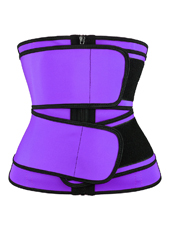 Purple Double Belt Latex Waist Trainer With Zipper MH1789